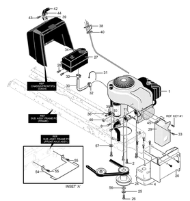 Engine And Control Assembly Diagram and Parts List for 40382X58C 2001 Briggs and Stratton Lawn Tractor